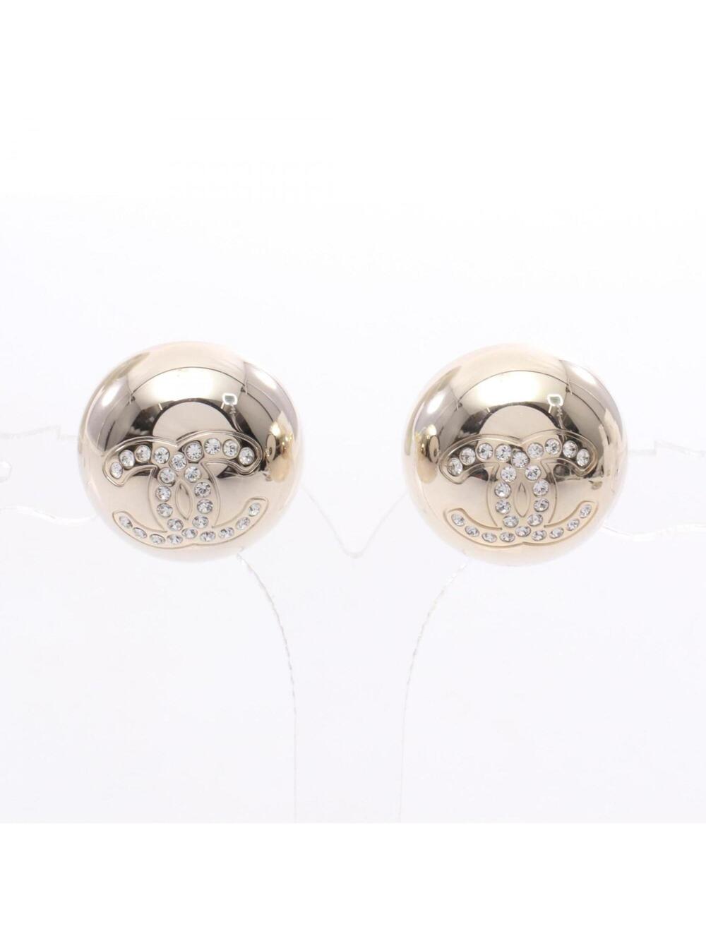 Chanel Cc Logo Ball Earrings Gold-Tone #371364C12B